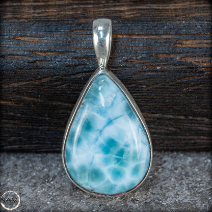 Natürlicher Larimar-Kristall Anhänger in 925 Silber - 4,61g - 23,05 ct