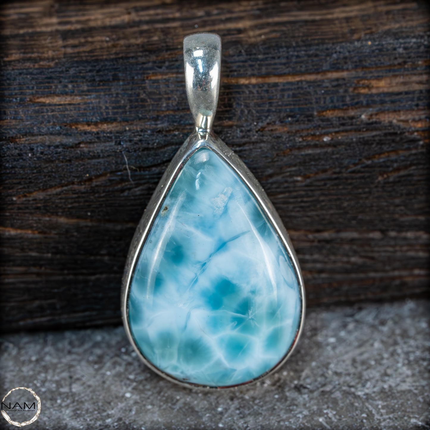 Natürlicher Larimar-Kristall Anhänger in 925 Silber - 4,61g - 23,05 ct