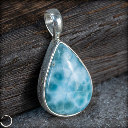 Natürlicher Larimar-Kristall Anhänger in 925 Silber - 4,61g - 23,05 ct