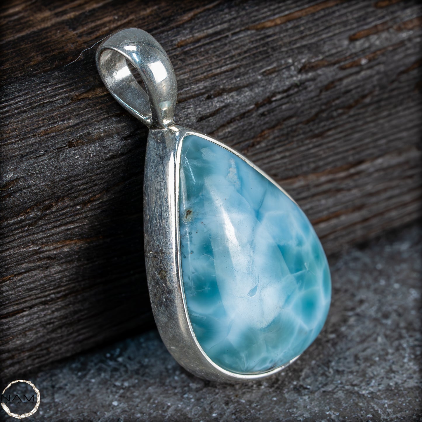 Natürlicher Larimar-Kristall Anhänger in 925 Silber - 4,61g - 23,05 ct