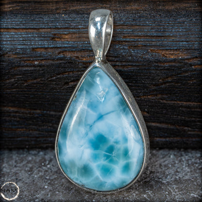 Natürlicher Larimar-Kristall Anhänger in 925 Silber - 4,61g - 23,05 ct