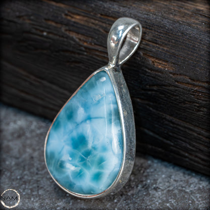 Natürlicher Larimar-Kristall Anhänger in 925 Silber - 4,61g - 23,05 ct