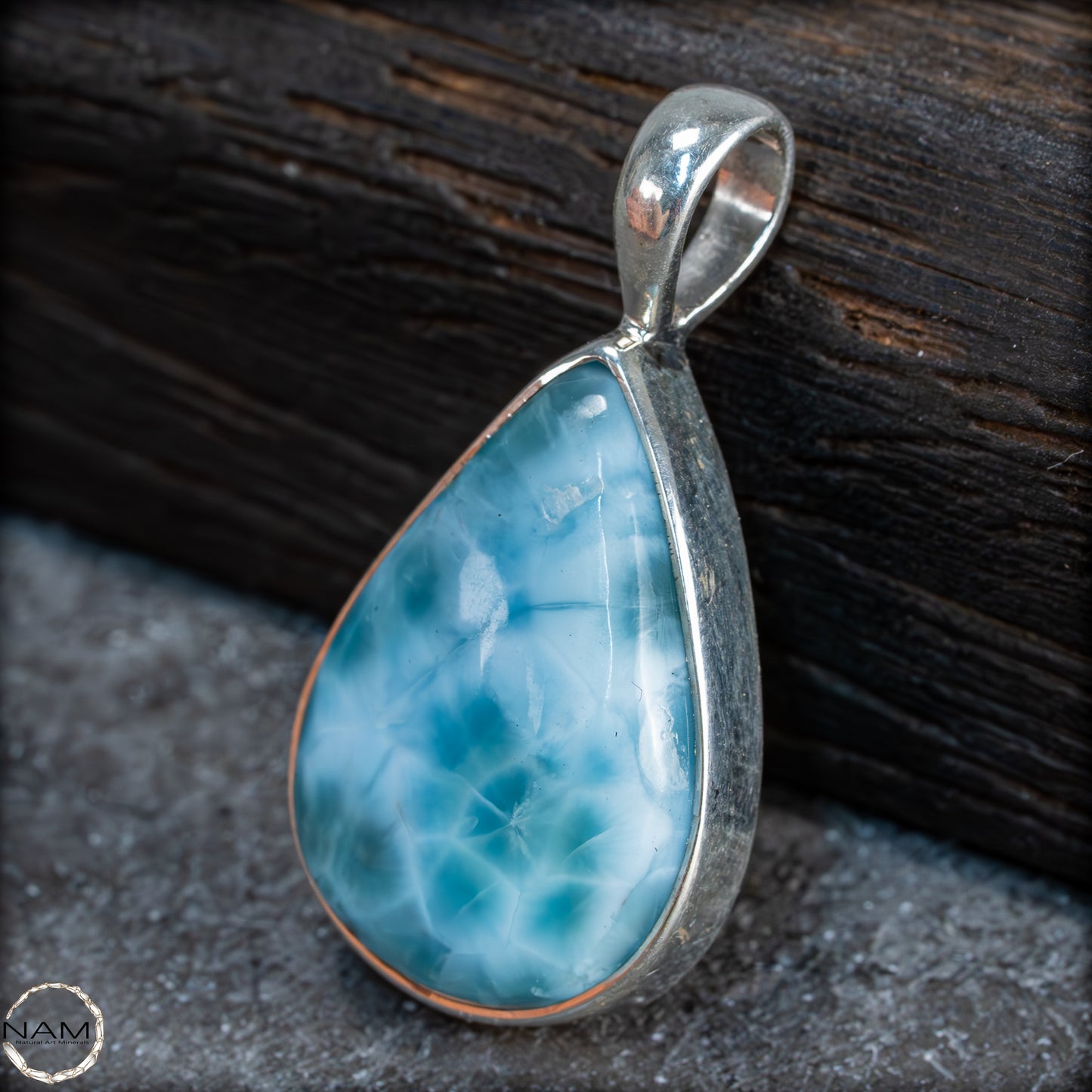 Natürlicher Larimar-Kristall Anhänger in 925 Silber - 4,61g - 23,05 ct