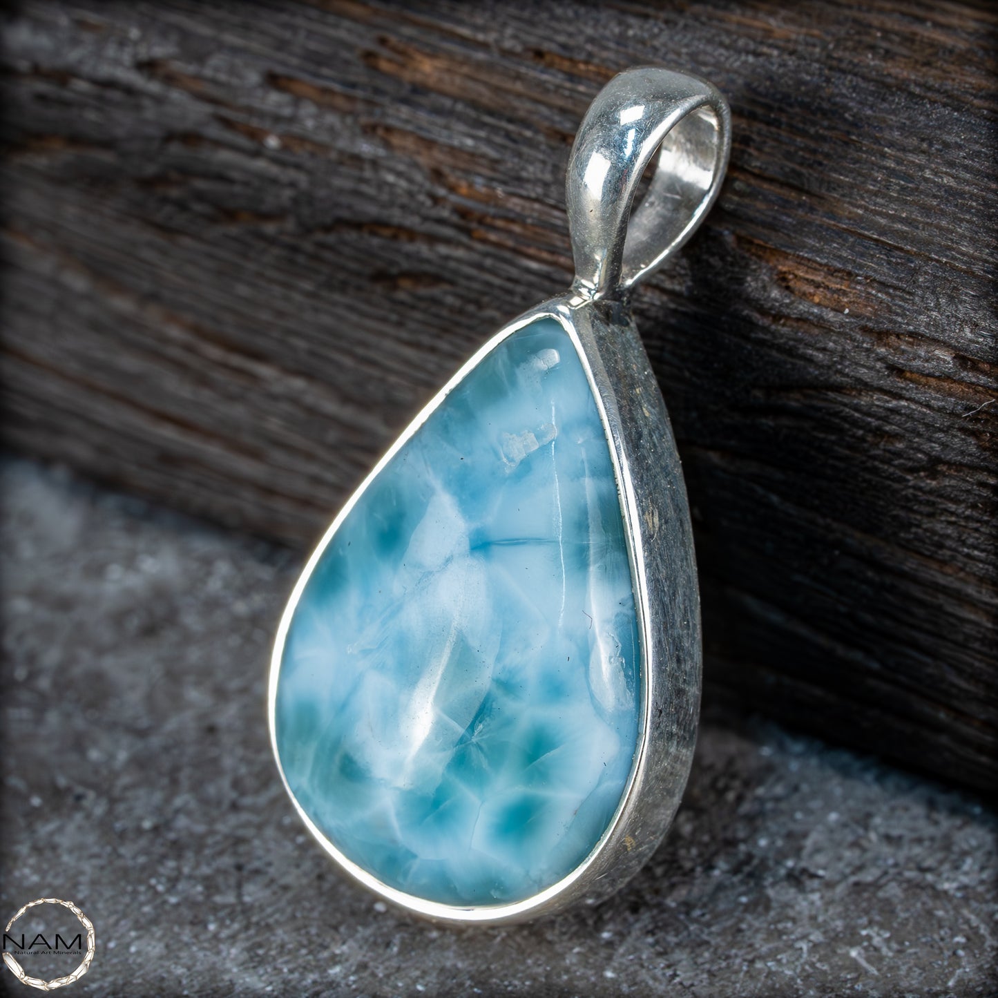 Natürlicher Larimar-Kristall Anhänger in 925 Silber - 4,61g - 23,05 ct