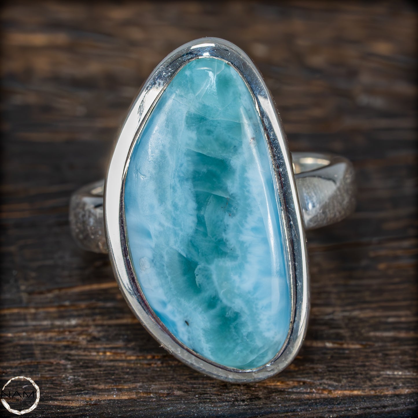 Natürlicher Larimar Ring 925 Silber - 8,96g - 44,80ct