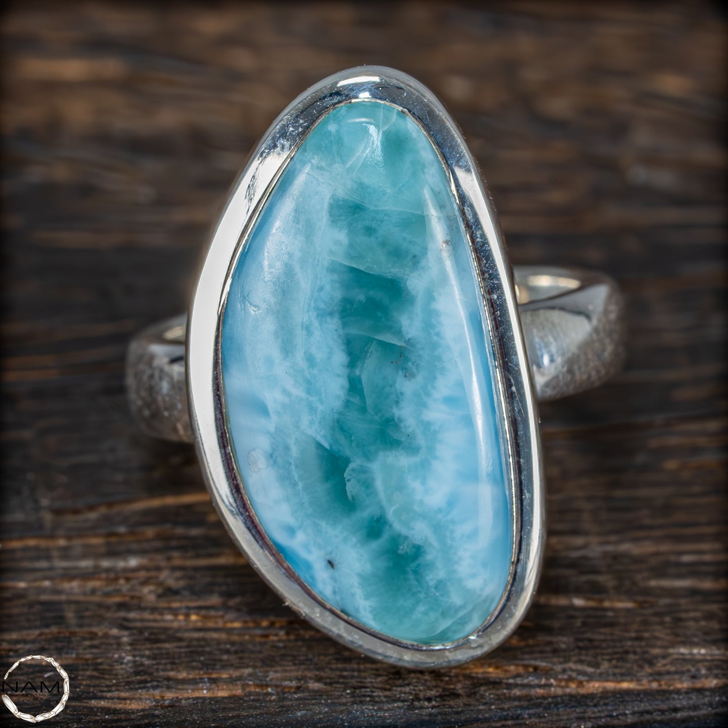 Natürlicher Larimar Ring 925 Silber - 8,96g - 44,80ct