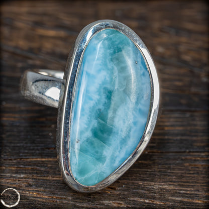 Natürlicher Larimar Ring 925 Silber - 8,96g - 44,80ct