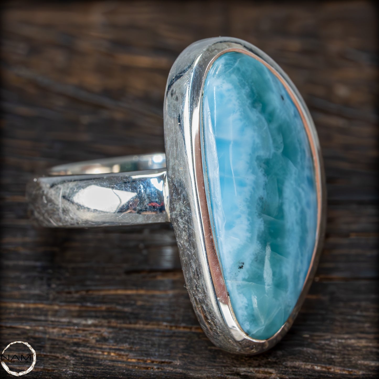 Natürlicher Larimar Ring 925 Silber - 8,96g - 44,80ct