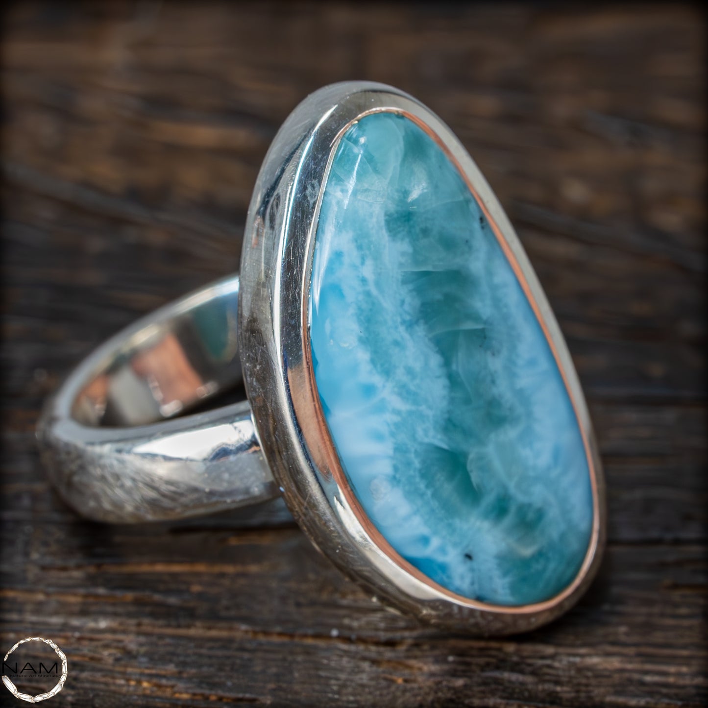 Natürlicher Larimar Ring 925 Silber - 8,96g - 44,80ct