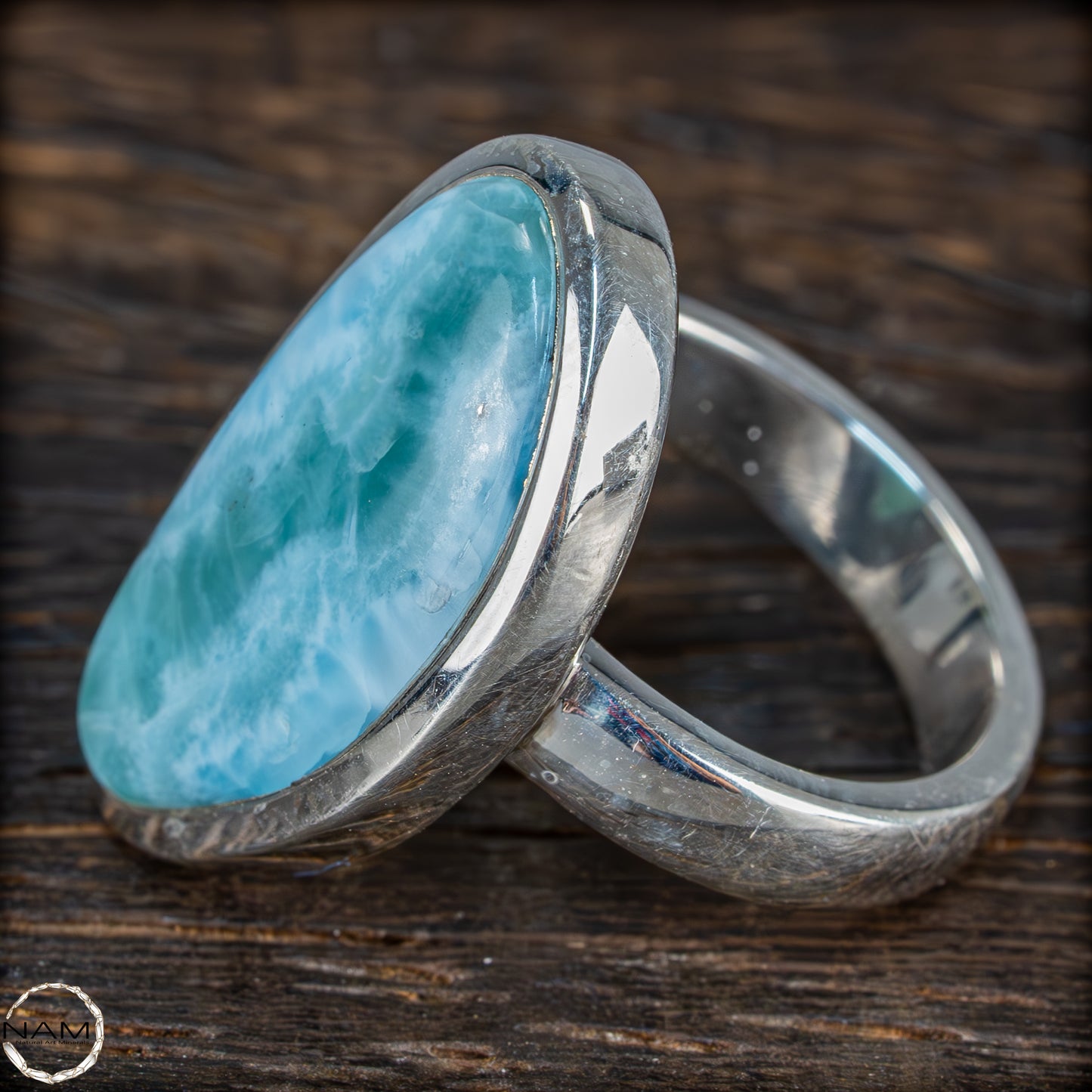 Natürlicher Larimar Ring 925 Silber - 8,96g - 44,80ct