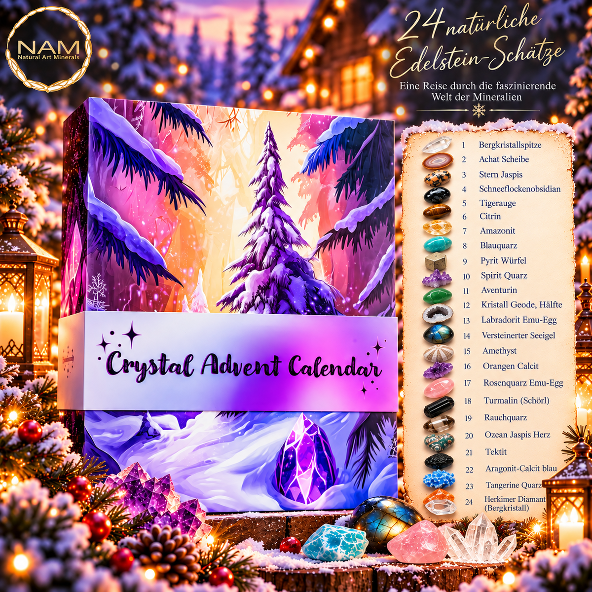 Edelstein-Adventskalender – 24 funkelnde Naturschätze