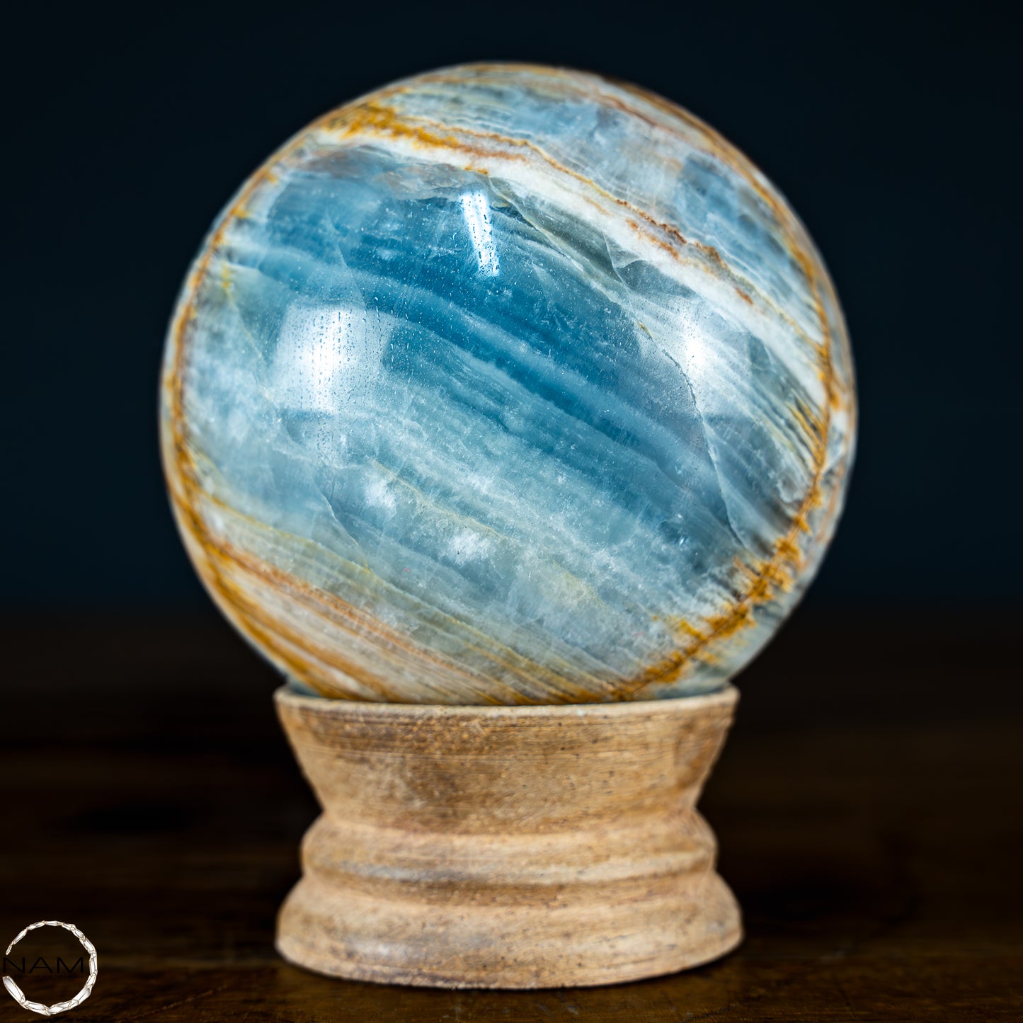 Seltene Natürlich Blaue Onyx-Kristall Kugel, Argentinien - 391,66g - 65mm