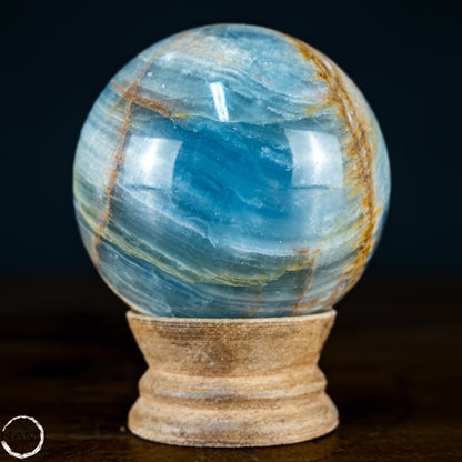 Seltene Natürlich Blaue Onyx-Kristall Kugel, Argentinien - 391,66g - 65mm