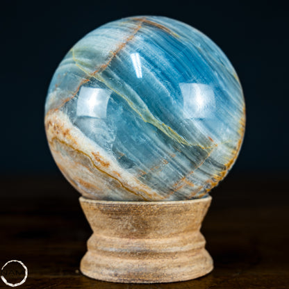 Seltene Natürlich Blaue Onyx-Kristall Kugel, Argentinien - 391,66g - 65mm