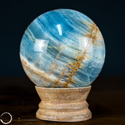 Seltene Natürlich Blaue Onyx-Kristall Kugel, Argentinien - 391,66g - 65mm