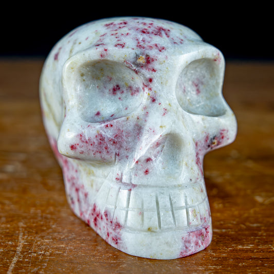 Natürlicher Zinnober Kristall Schädel/Totenkopf Skulptur - 308,55g