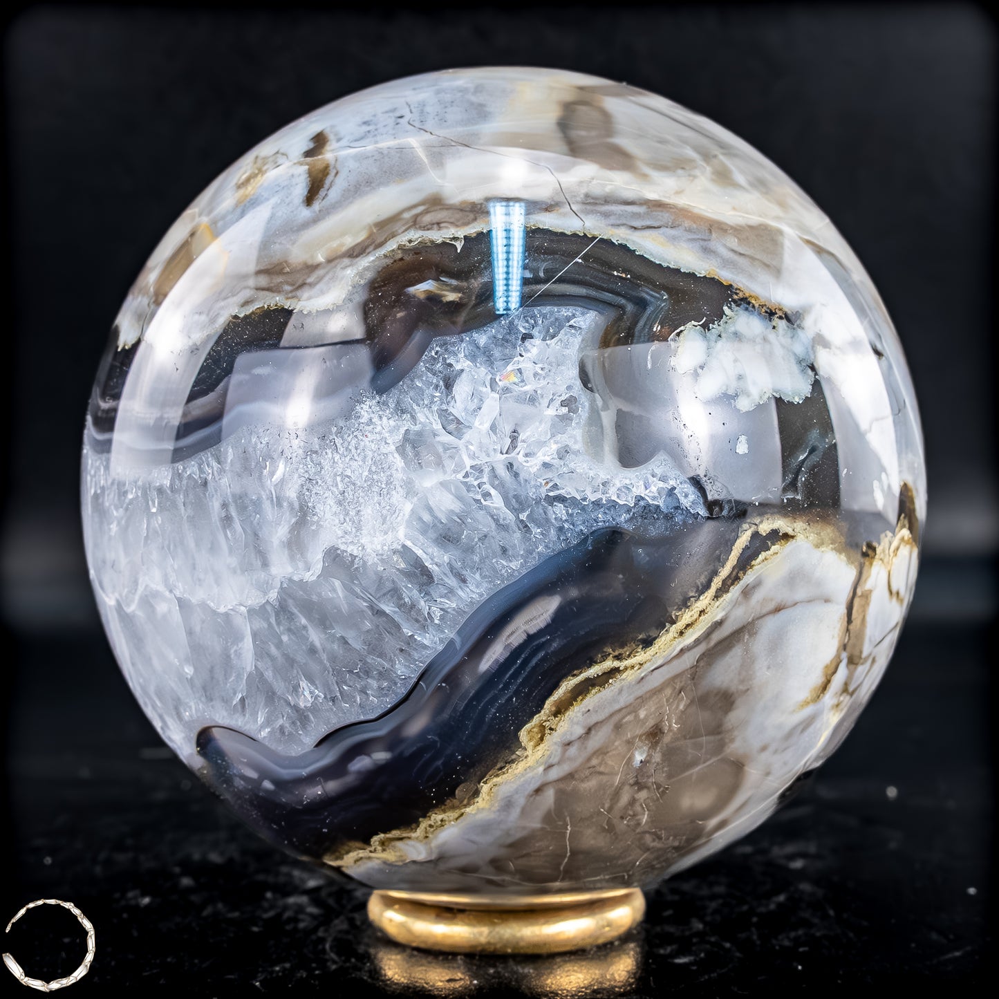 Natürlicher Moos Achat Kristall-Kugel, UV-Reactiv - 695,88g - 80mm