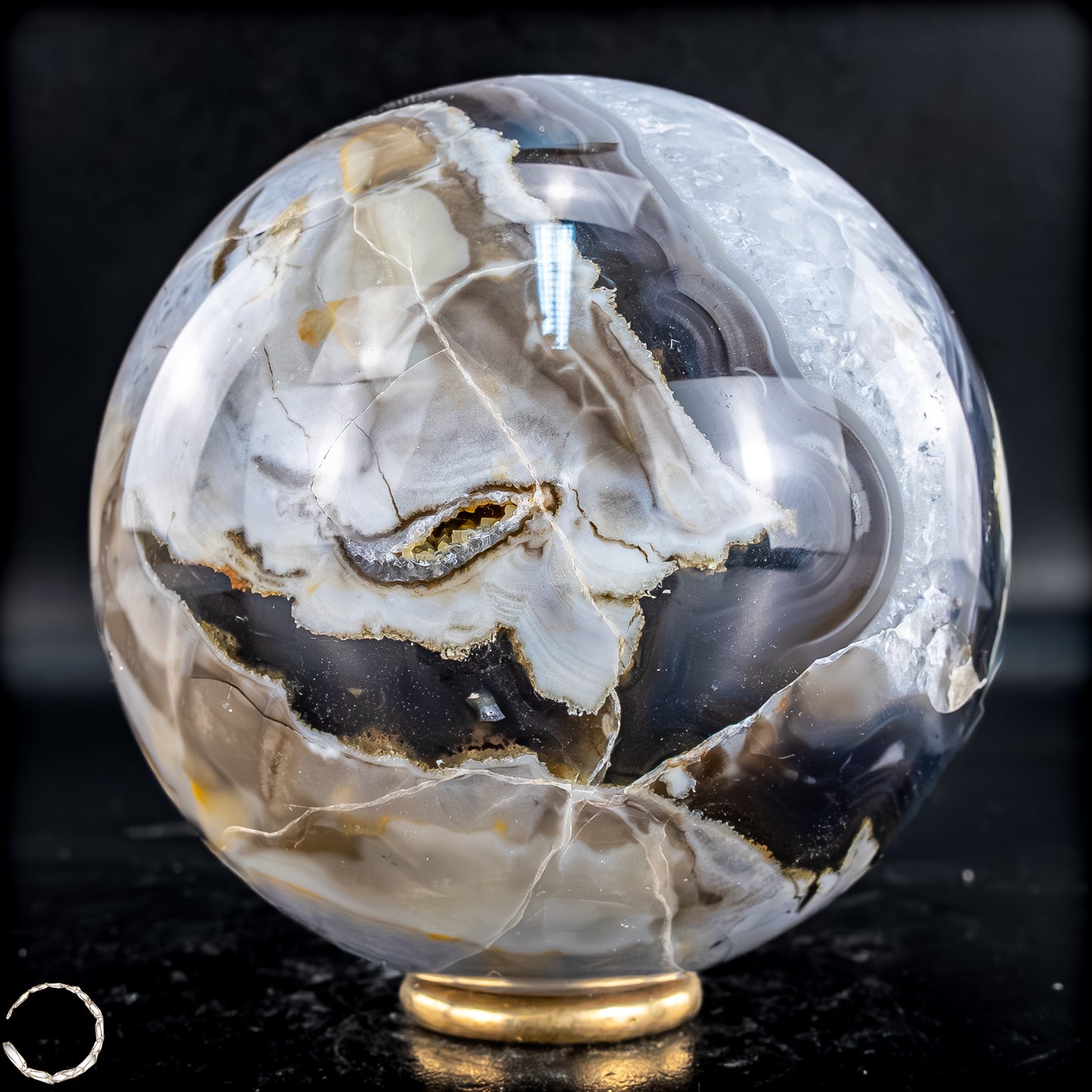 Natürlicher Moos Achat Kristall-Kugel, UV-Reactiv - 695,88g - 80mm