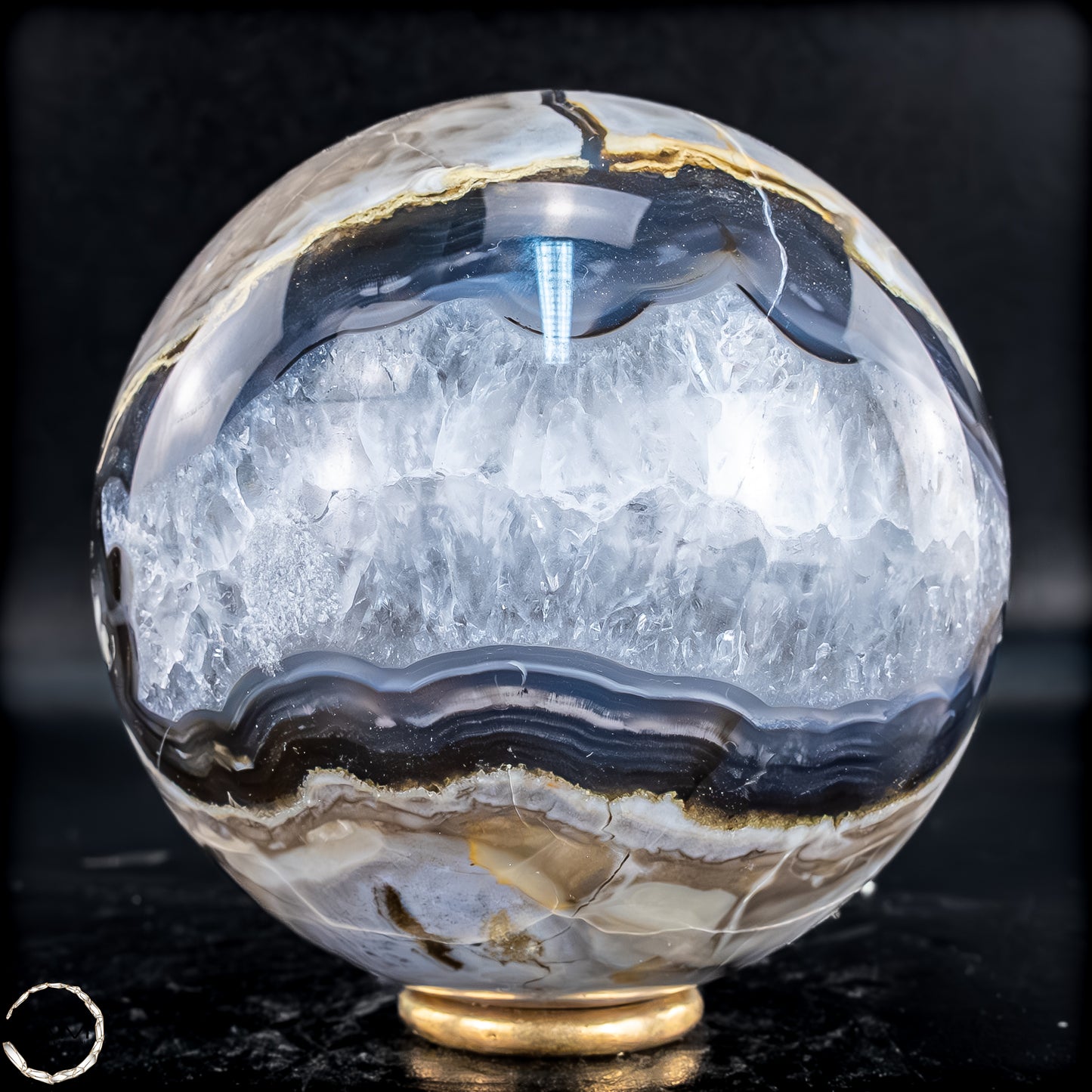 Natürlicher Moos Achat Kristall-Kugel, UV-Reactiv - 695,88g - 80mm