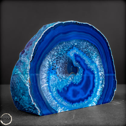 Achat-Scheibe in leuchtendem Blau - 700,01g