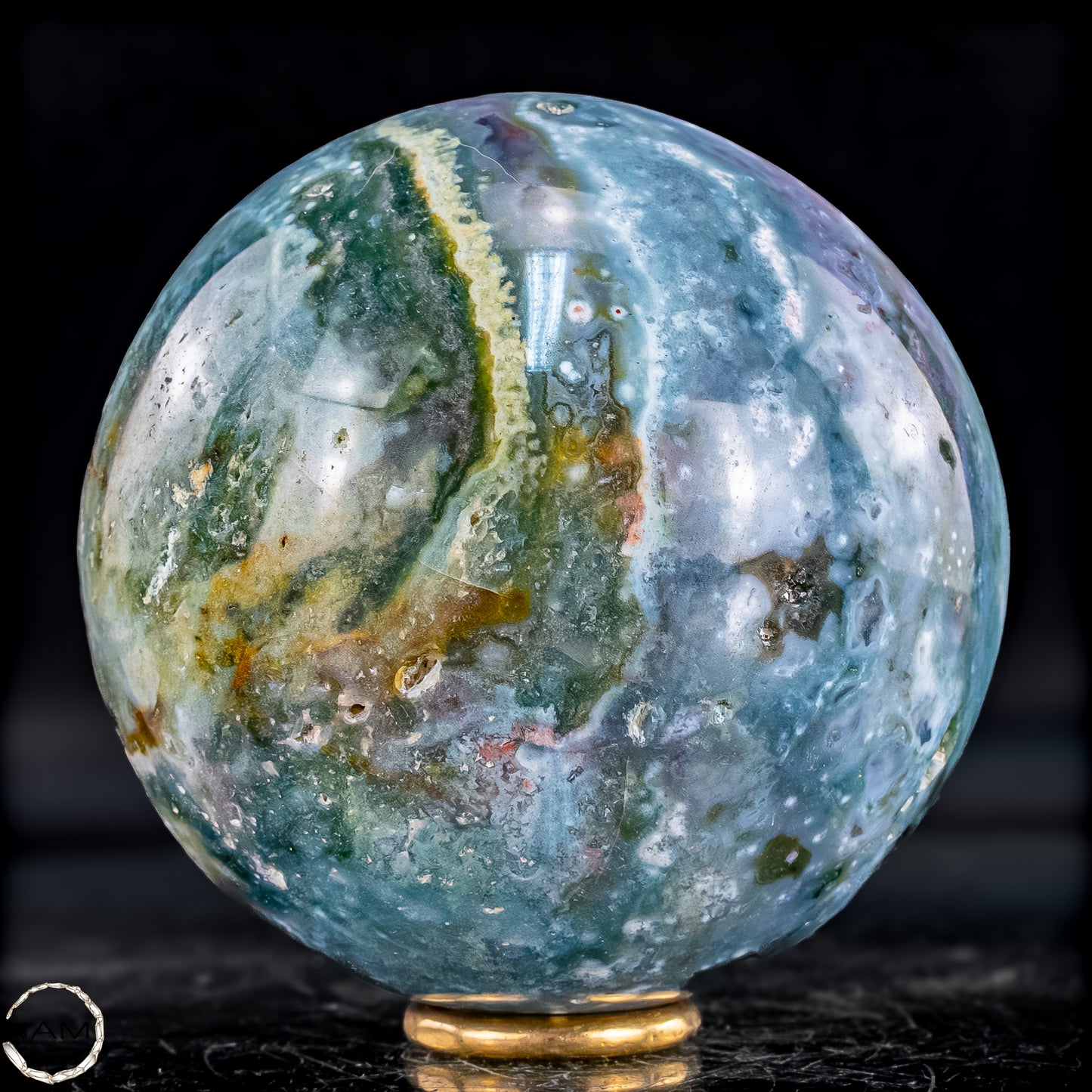 Ocean Achat Kugel – Monumentale Naturform - 800,38g