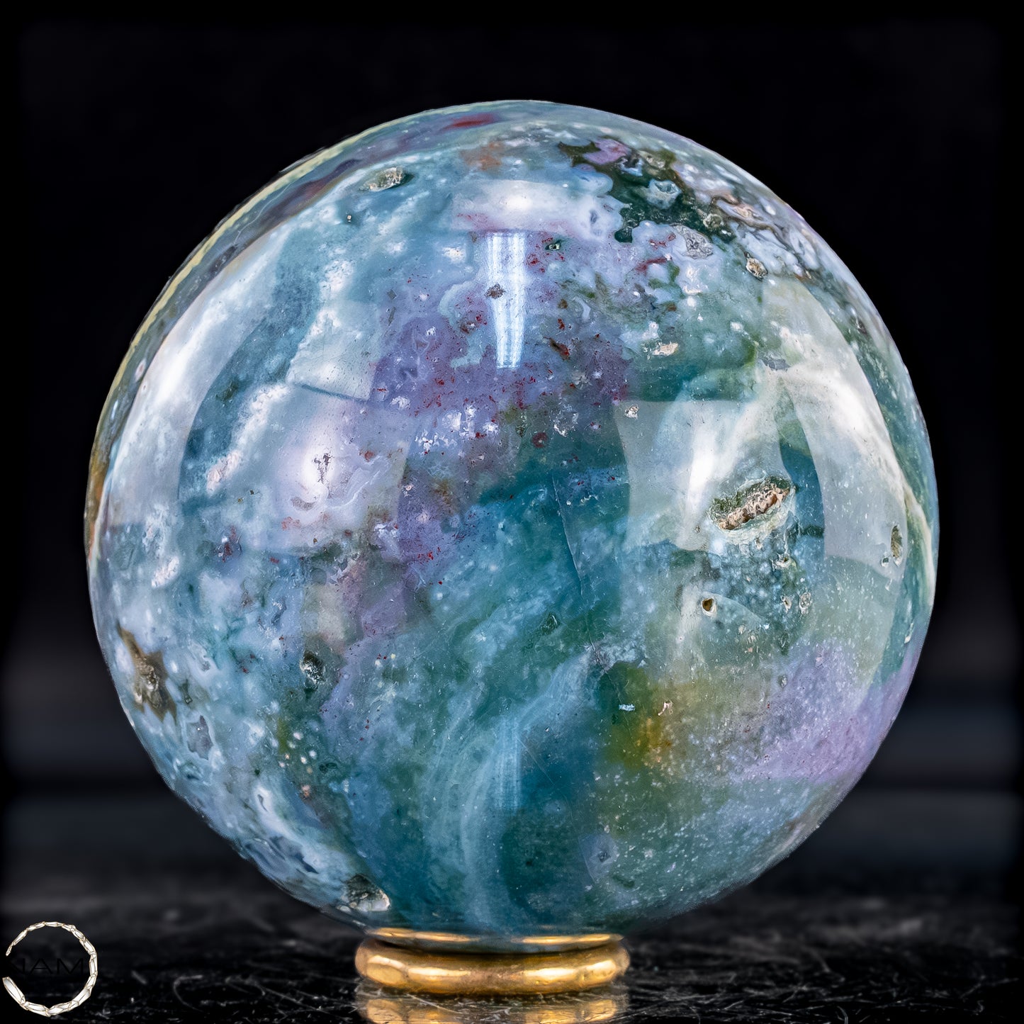 Ocean Achat Kugel – Monumentale Naturform - 800,38g