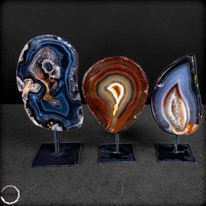 Achat-Chalcedon-Set auf Ständern  - 804,18g