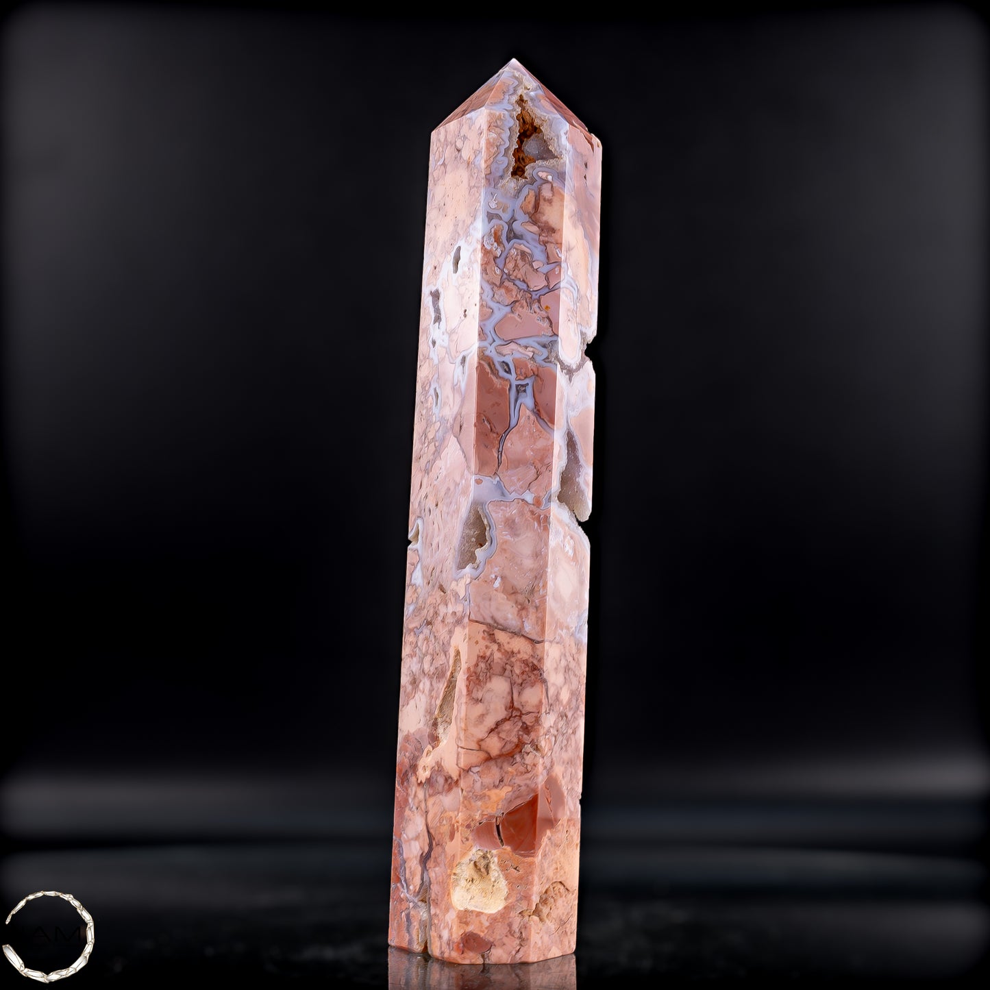 Cotton Candy Achat Obelisk – Sanfte Farben, kraftvolle Eleganz aus Mexiko - 481,38g