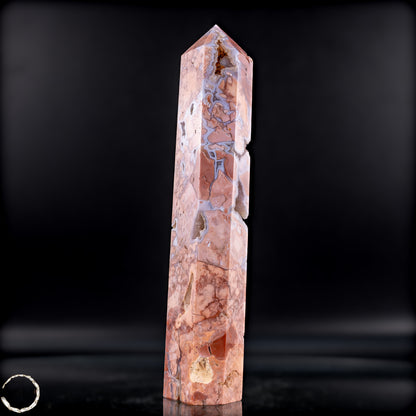 Cotton Candy Achat Obelisk – Sanfte Farben, kraftvolle Eleganz aus Mexiko - 481,38g