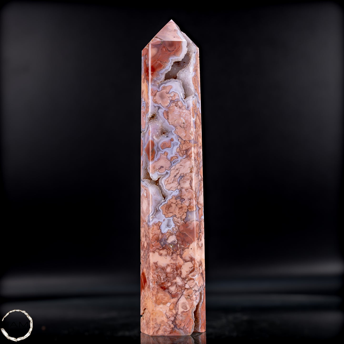 Cotton Candy Achat Obelisk – Sanfte Farben, kraftvolle Eleganz aus Mexiko - 481,38g