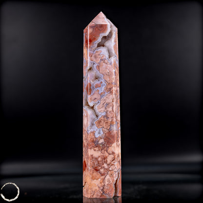 Cotton Candy Achat Obelisk – Sanfte Farben, kraftvolle Eleganz aus Mexiko - 481,38g