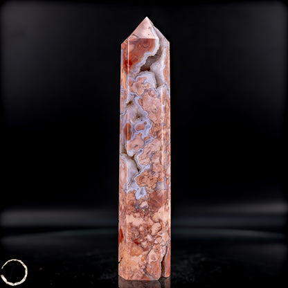 Cotton Candy Achat Obelisk – Sanfte Farben, kraftvolle Eleganz aus Mexiko - 481,38g