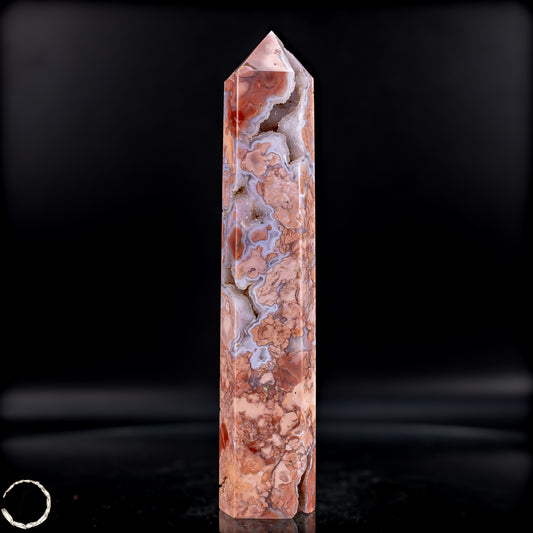 Cotton Candy Achat Obelisk – Sanfte Farben, kraftvolle Eleganz aus Mexiko - 481,38g