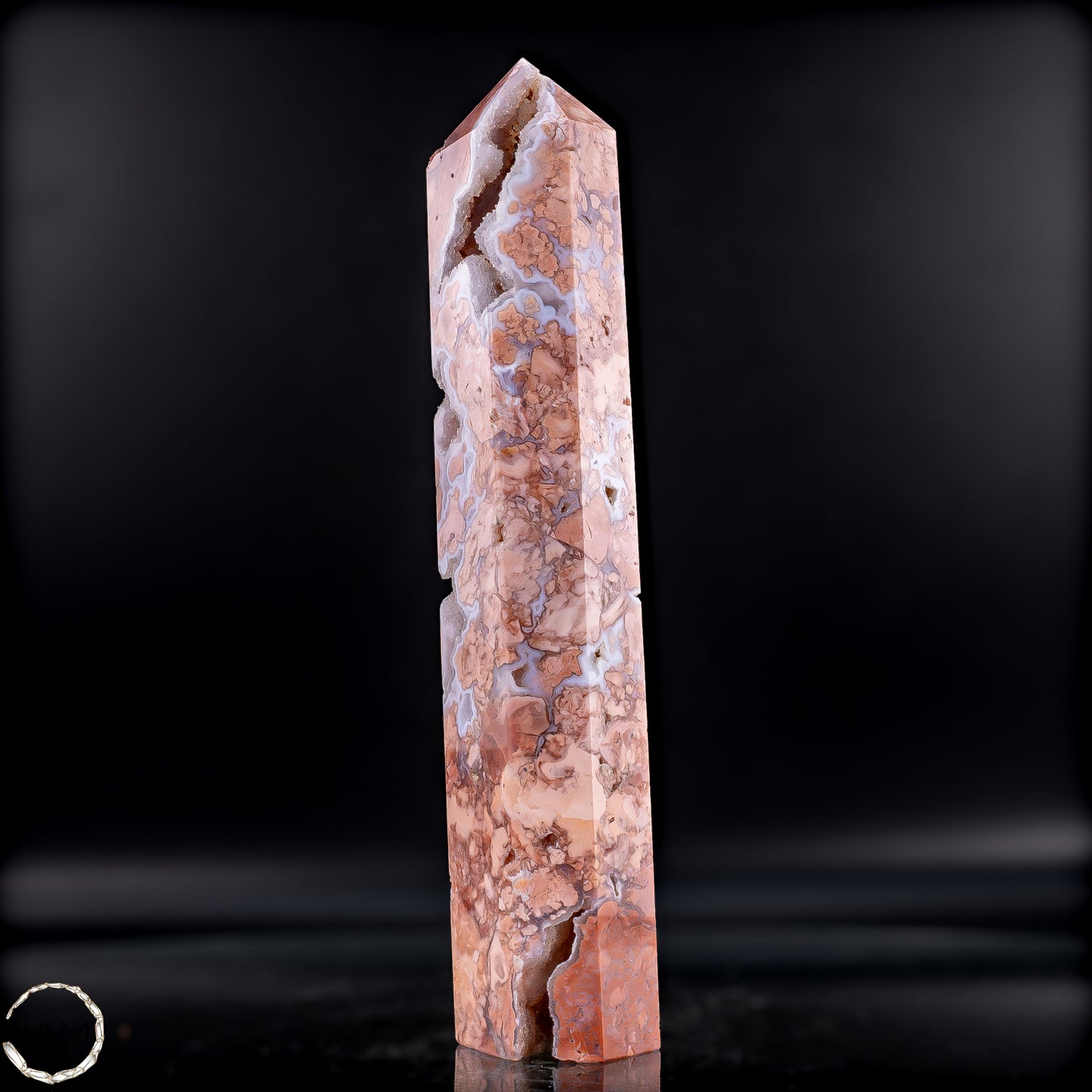Cotton Candy Achat Obelisk – Sanfte Farben, kraftvolle Eleganz aus Mexiko - 481,38g