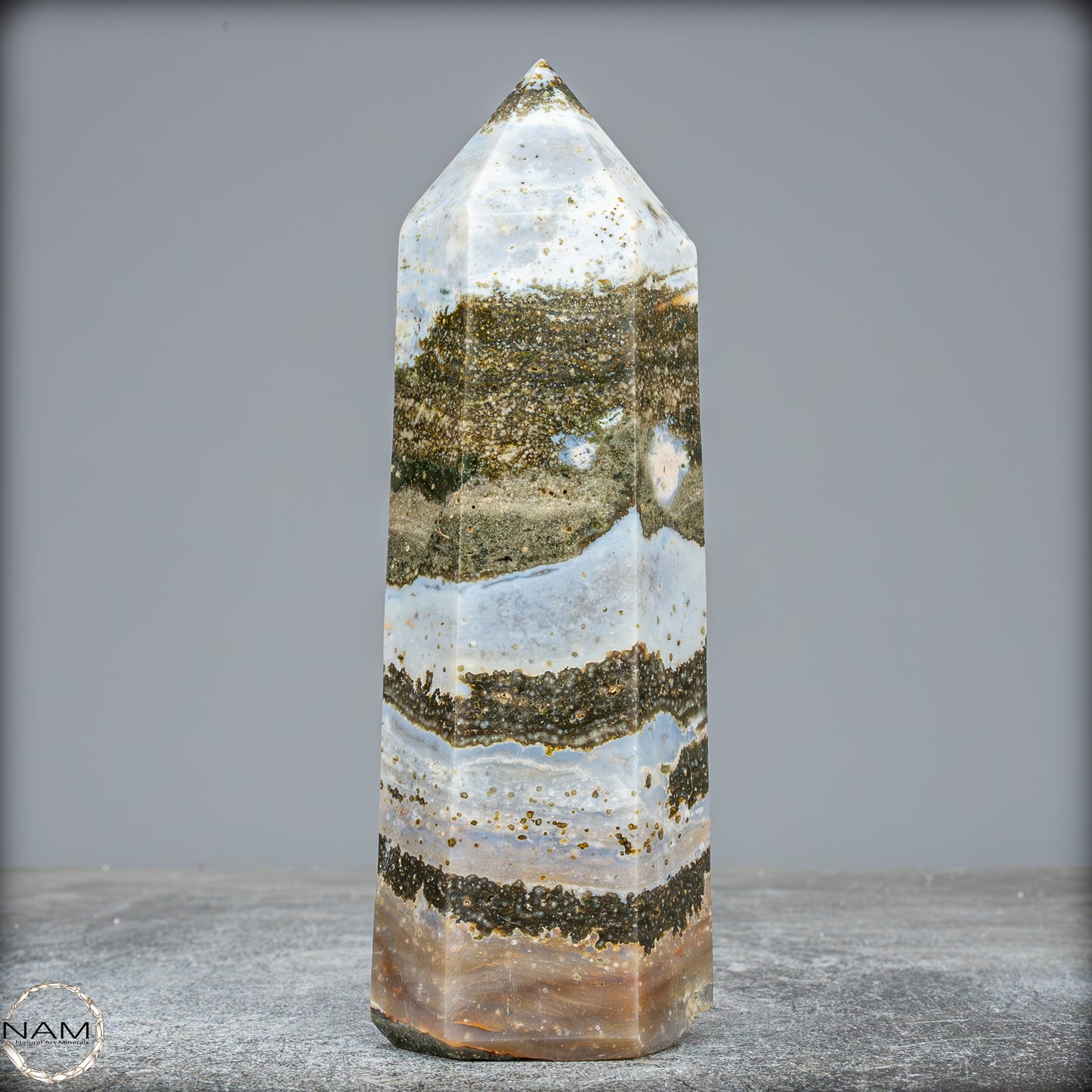 Natürlicher Jaspis-Achat Kristall-Obelisk - 547,23g