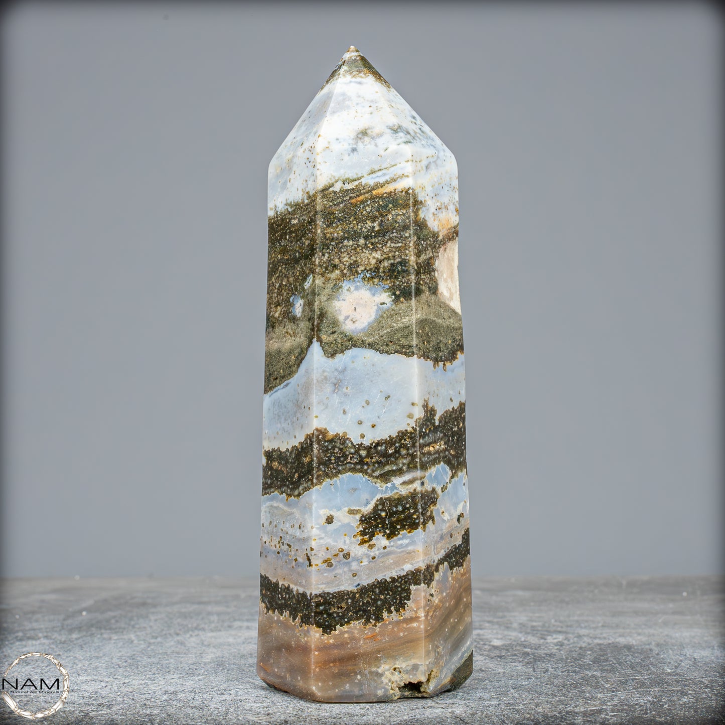 Natürlicher Jaspis-Achat Kristall-Obelisk - 547,23g