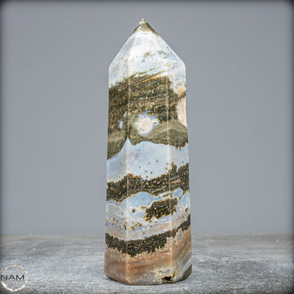 Natürlicher Jaspis-Achat Kristall-Obelisk - 547,23g