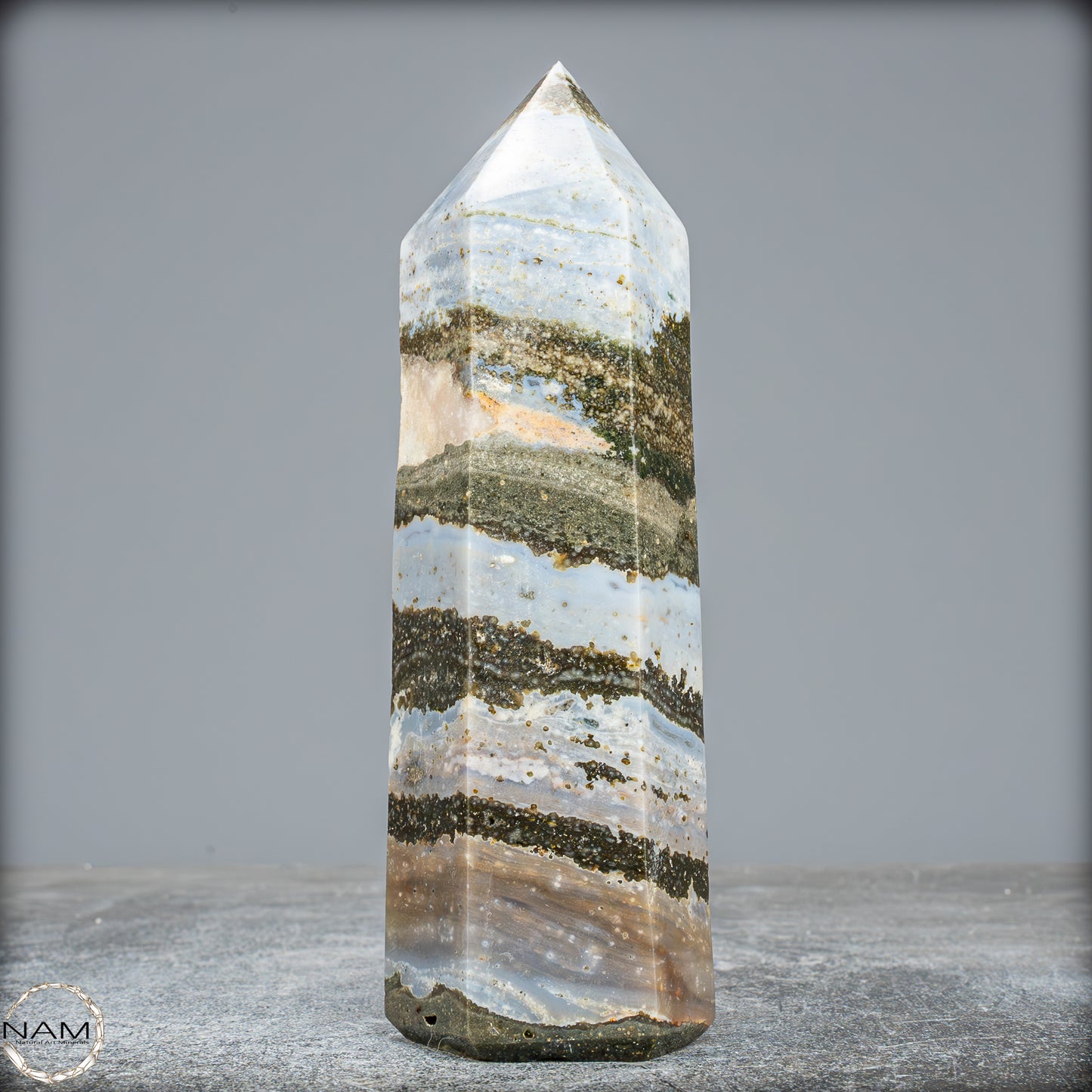 Natürlicher Jaspis-Achat Kristall-Obelisk - 547,23g