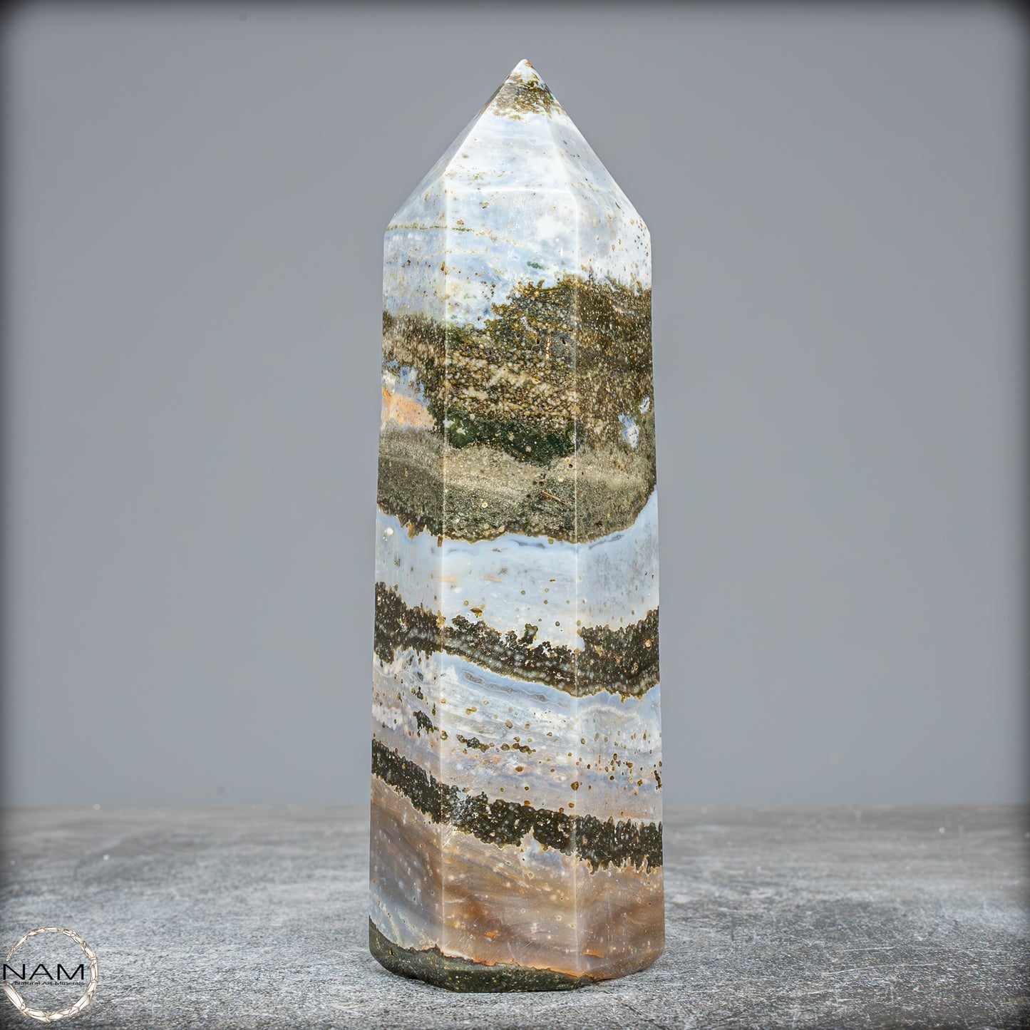 Natürlicher Jaspis-Achat Kristall-Obelisk - 547,23g