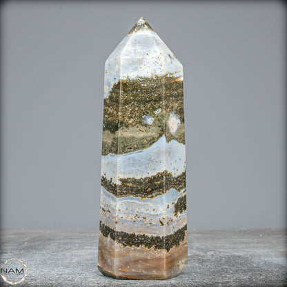 Natürlicher Jaspis-Achat Kristall-Obelisk - 547,23g