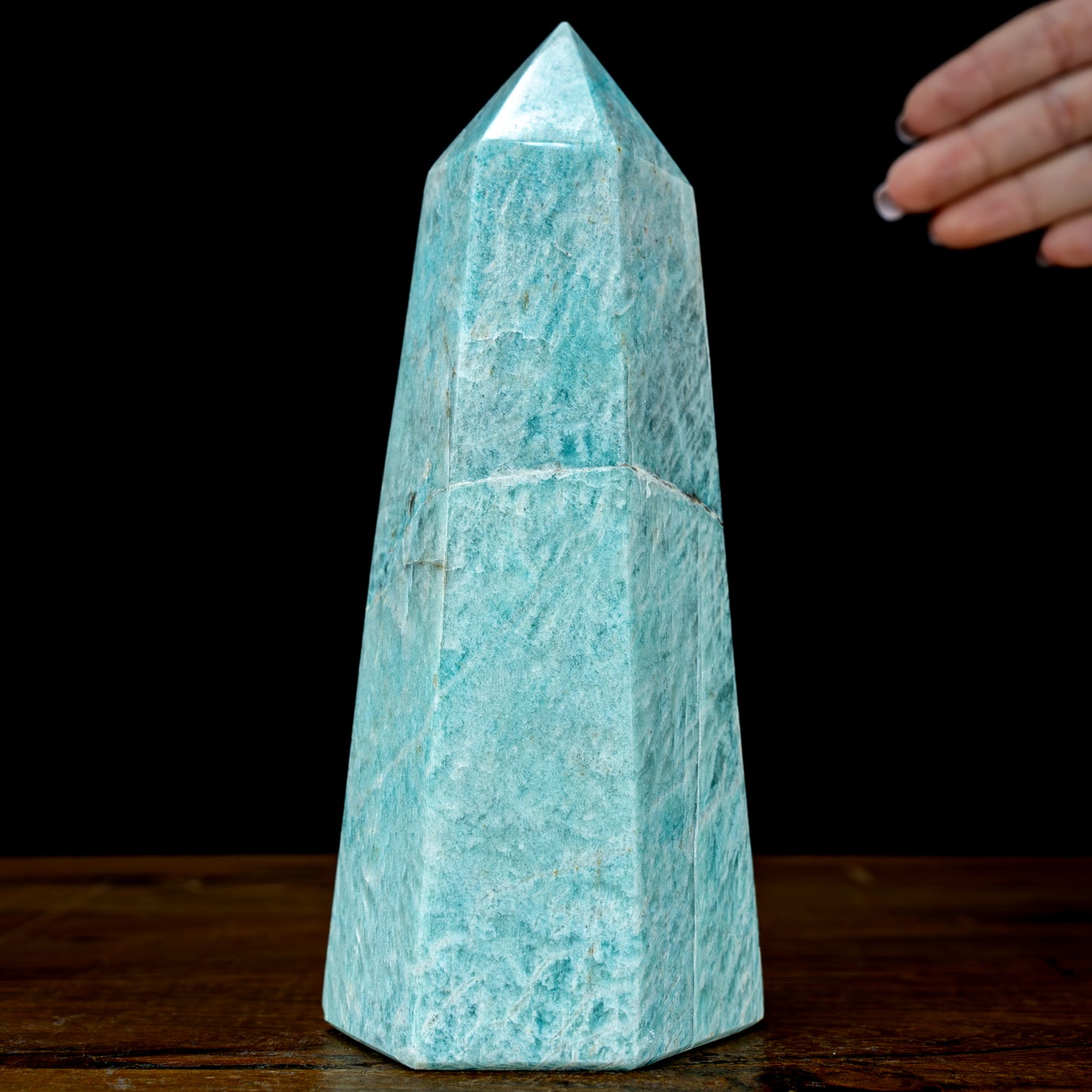 Natürlicher Funkelnder Amazonit Kristall-Obelisk - 971,56g