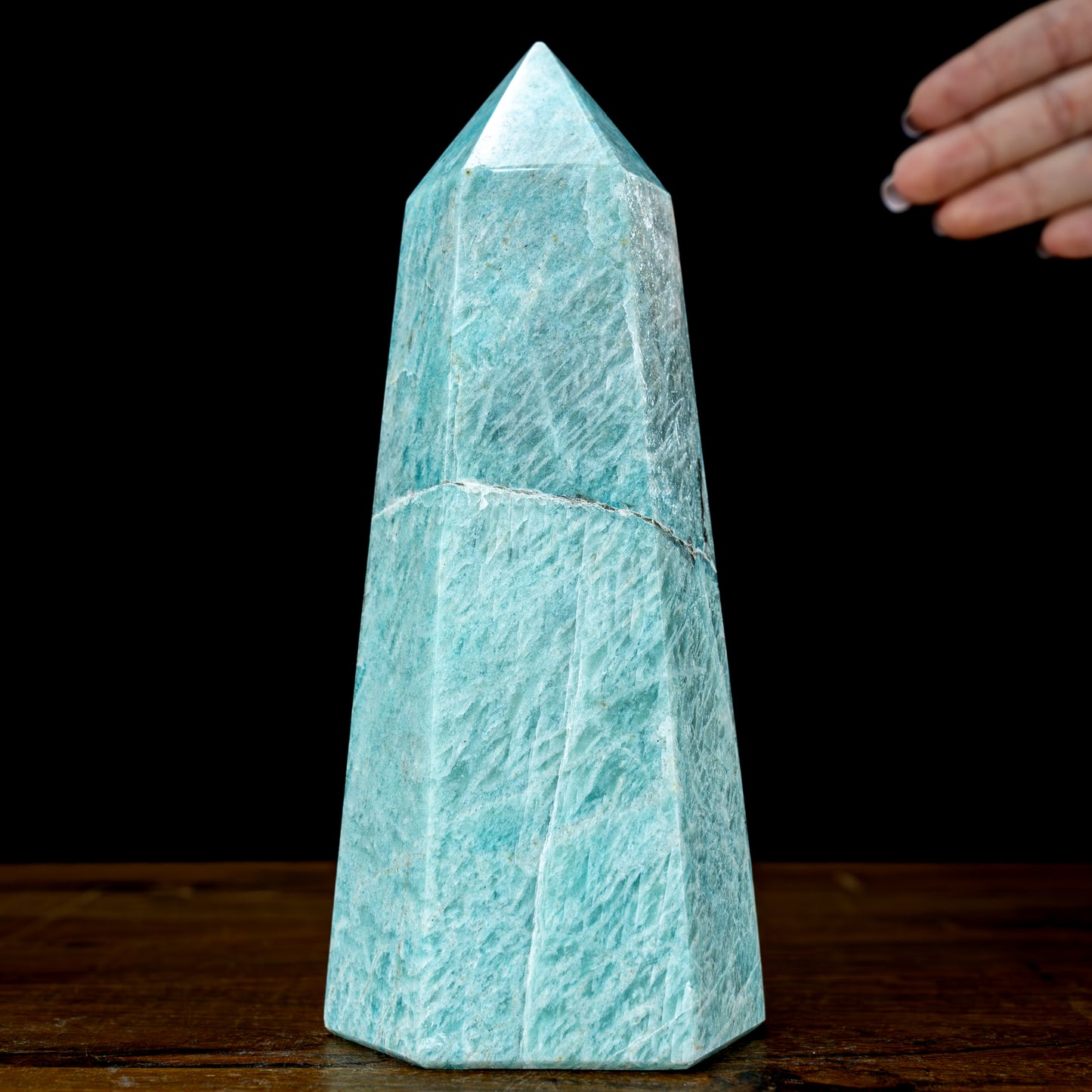 Natürlicher Funkelnder Amazonit Kristall-Obelisk - 971,56g