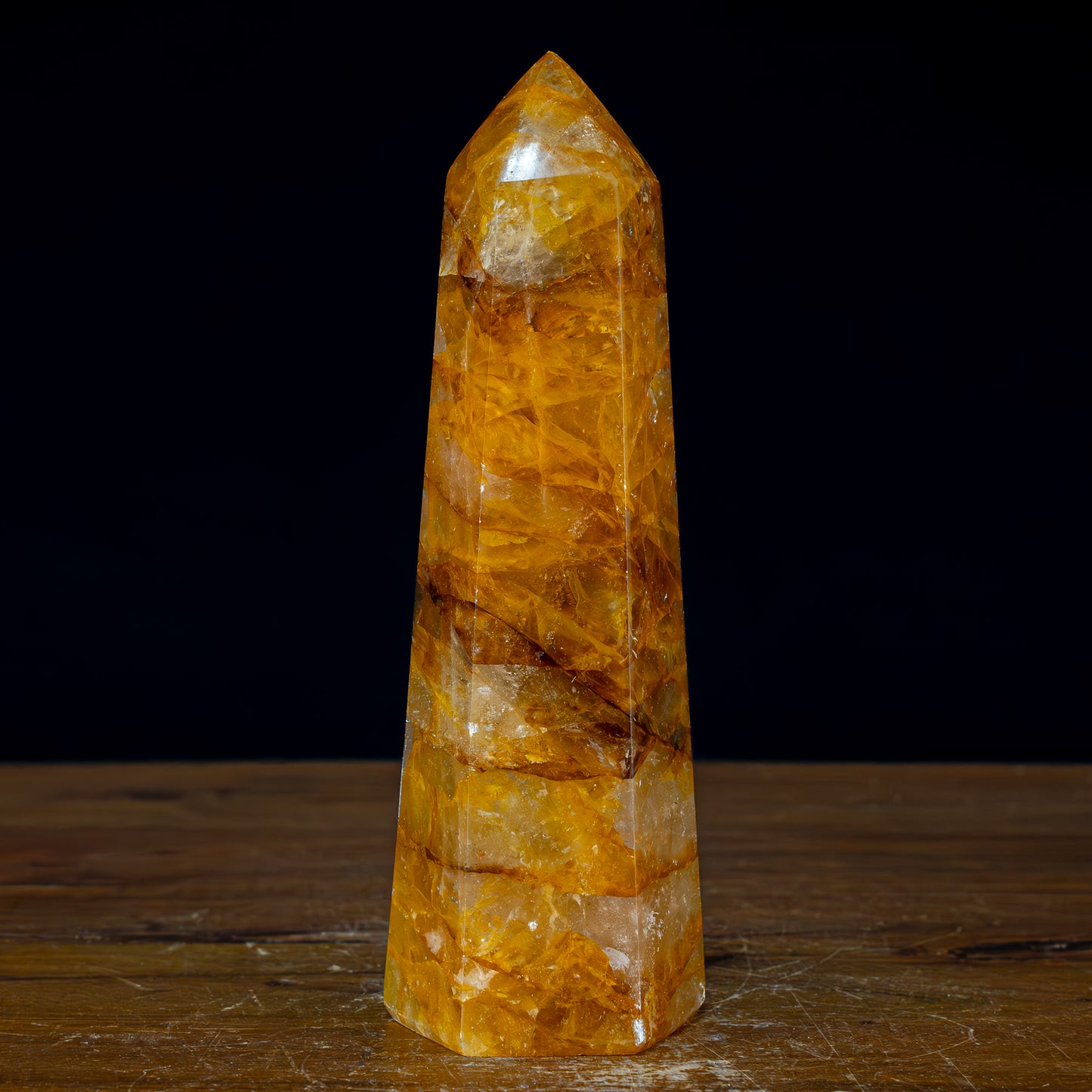 Natürlicher Quarz Obelisk "Golden Healer" - 1237,14g