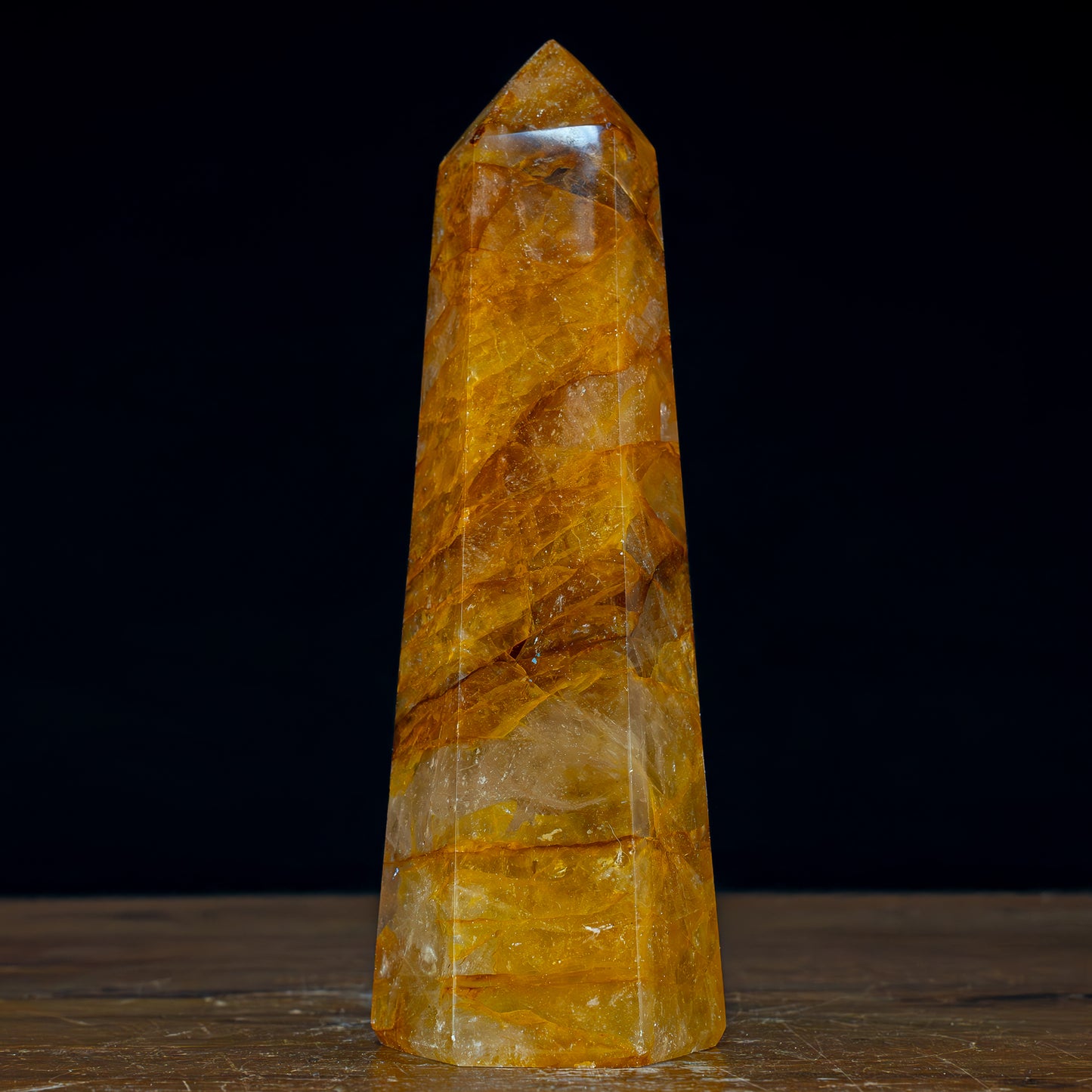 Natürlicher Quarz Obelisk "Golden Healer" - 1237,14g