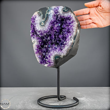 Amethyst Druse auf elegantem Metallständer - 5741,36g