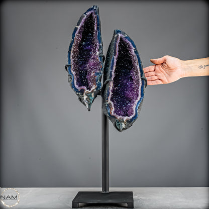 Amethyst Flügel auf Ständer – majestätisches Kristallpaar 13642,22g