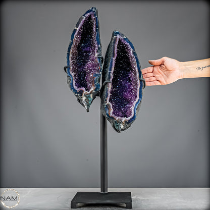 Amethyst Flügel auf Ständer – majestätisches Kristallpaar 13642,22g