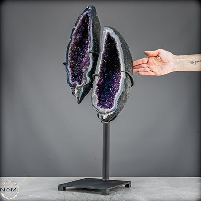 Amethyst Flügel auf Ständer – majestätisches Kristallpaar 13642,22g