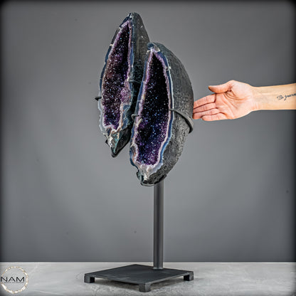 Amethyst Flügel auf Ständer – majestätisches Kristallpaar 13642,22g