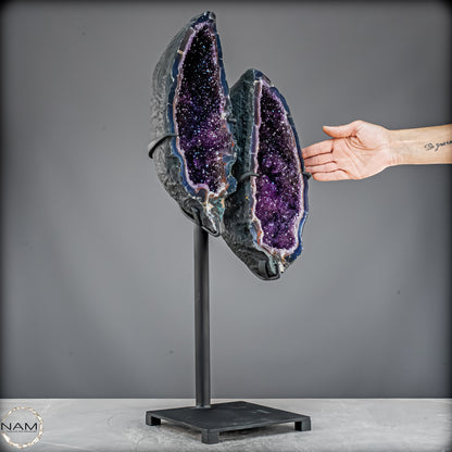 Amethyst Flügel auf Ständer – majestätisches Kristallpaar 13642,22g